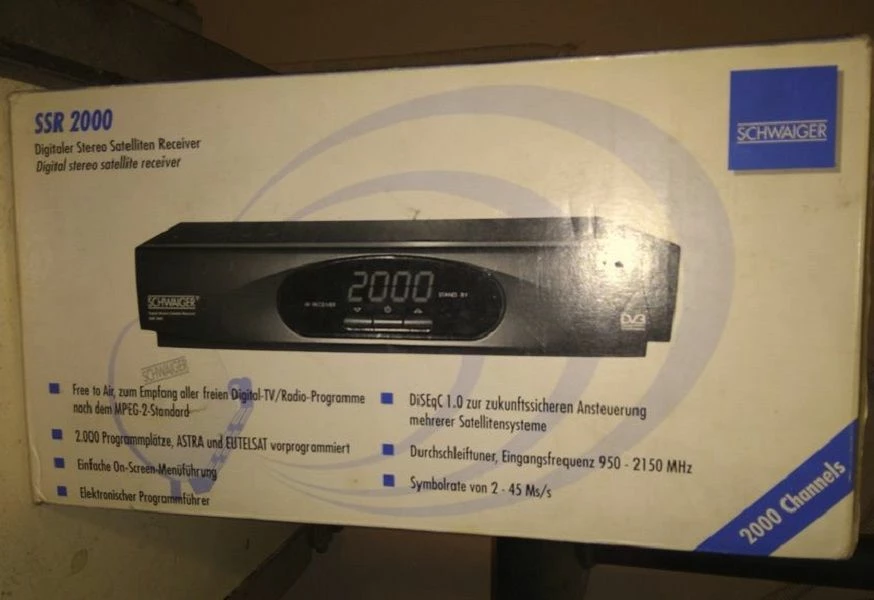 Vendora Δορυφορικός δέκτης SCHWAIGER SSR 2000 καινούργιος στο κουτί του 4 Vendora Δορυφορικός δέκτης SCHWAIGER SSR 2000 καινούργιος στο κουτί του - Image 2