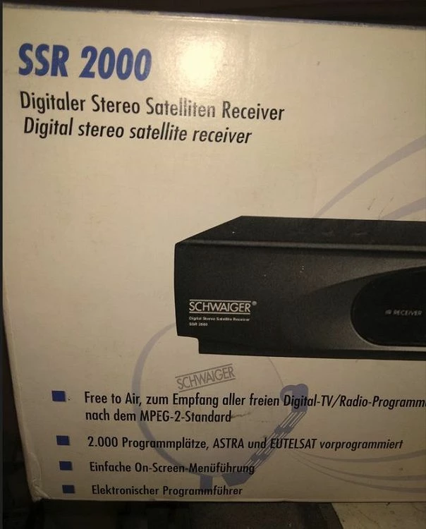 Vendora Δορυφορικός δέκτης SCHWAIGER SSR 2000 καινούργιος στο κουτί του 5 Vendora Δορυφορικός δέκτης SCHWAIGER SSR 2000 καινούργιος στο κουτί του - Image 3