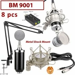 Vendora Πυκνωτικό Μικρόφωνο, με Βάση, Κάρτα ήχου, Μεταλλικό Shock Mount, Pop Filter και κάρτα ήχου σε 6 χρώματα