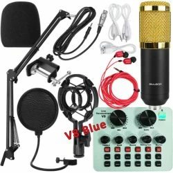 Vendora KIT Μικρόφωνο MB-800, με κάρτα ήχου V8, με Βάση, Shock Mount, Pop Filter και ακουστικά