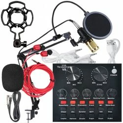 Vendora KIT Μικρόφωνο MB-800, με κάρτα ήχου V8, με Βάση, Shock Mount, Pop Filter και ακουστικά -Vendora shop 8781d37bc53320c06561e64f24df6cae58319892 xl